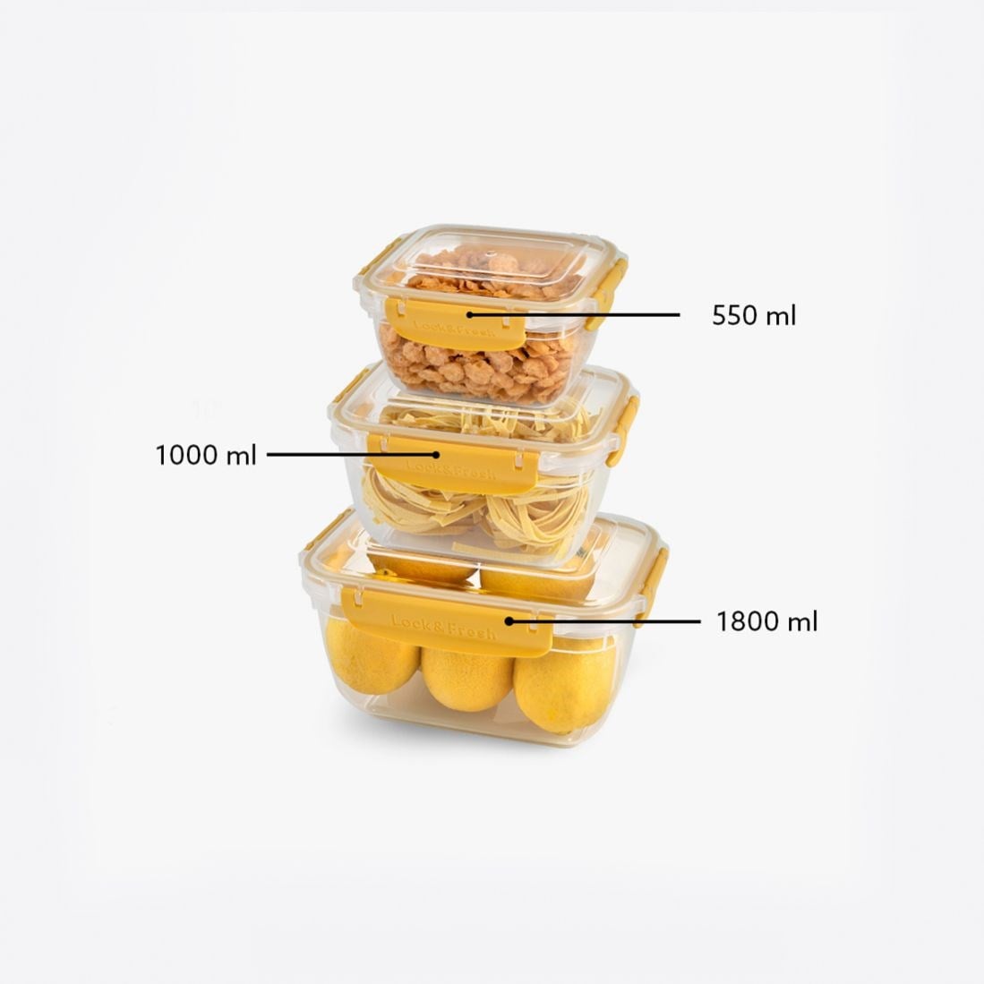 3 Parça Master Dikdörtgen Set (550-1000-1800 ml)