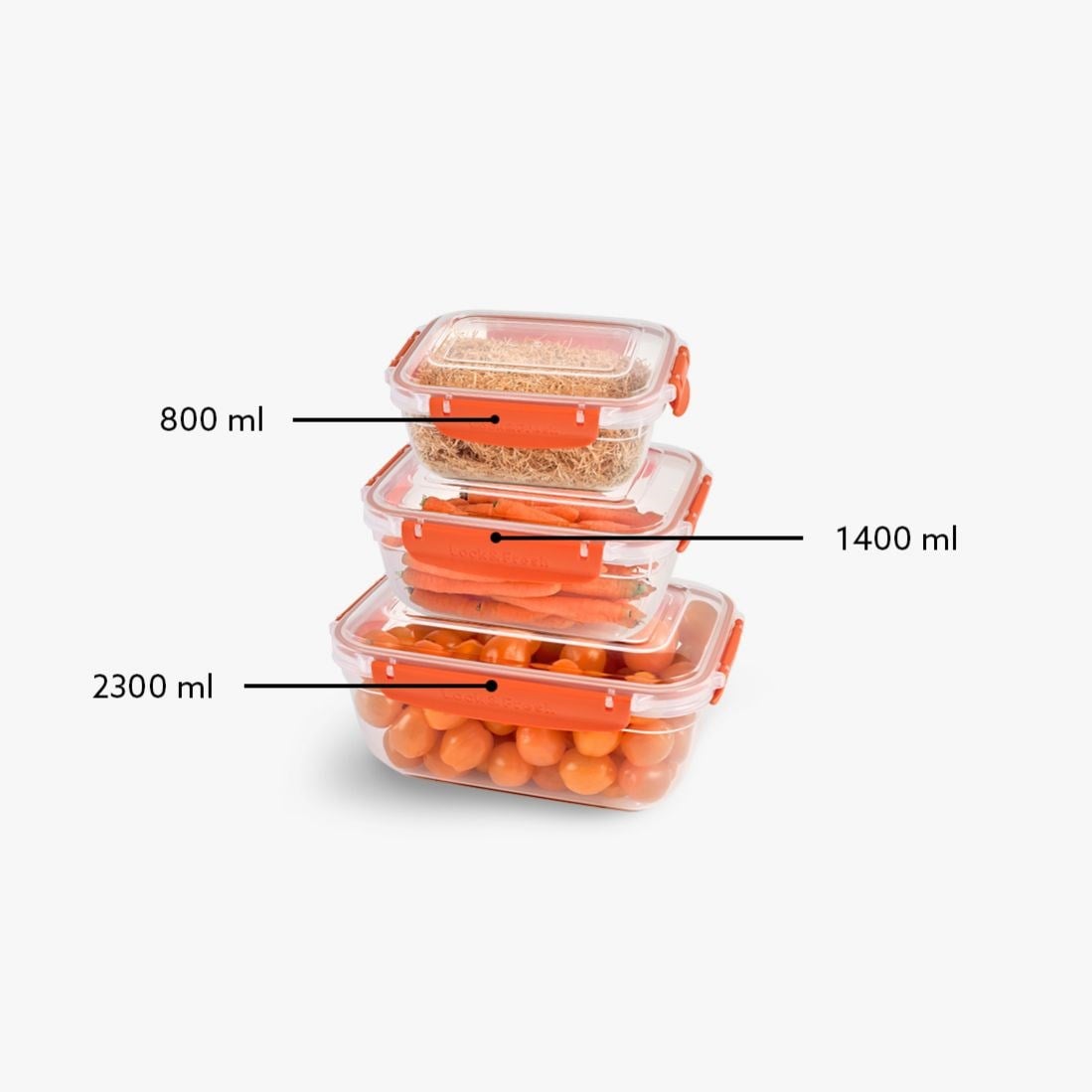 3 Parça Master Dikdörtgen Set (800-1400-2300 ml)