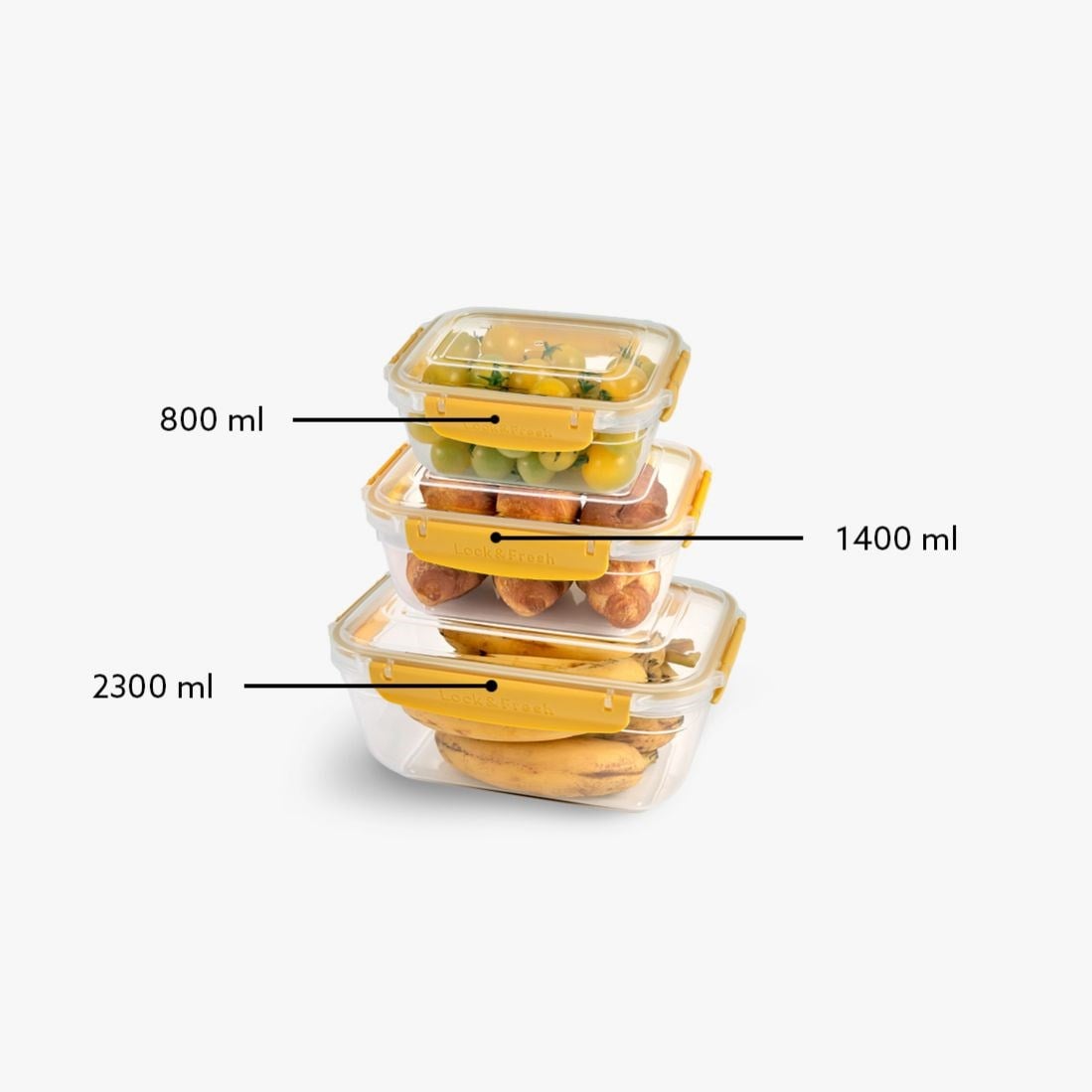 3 Parça Master Dikdörtgen Set (800-1400-2300 ml)