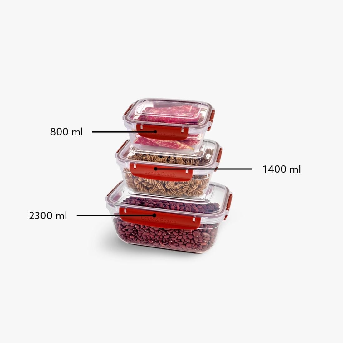 3 Parça Master Dikdörtgen Set (800-1400-2300 ml)