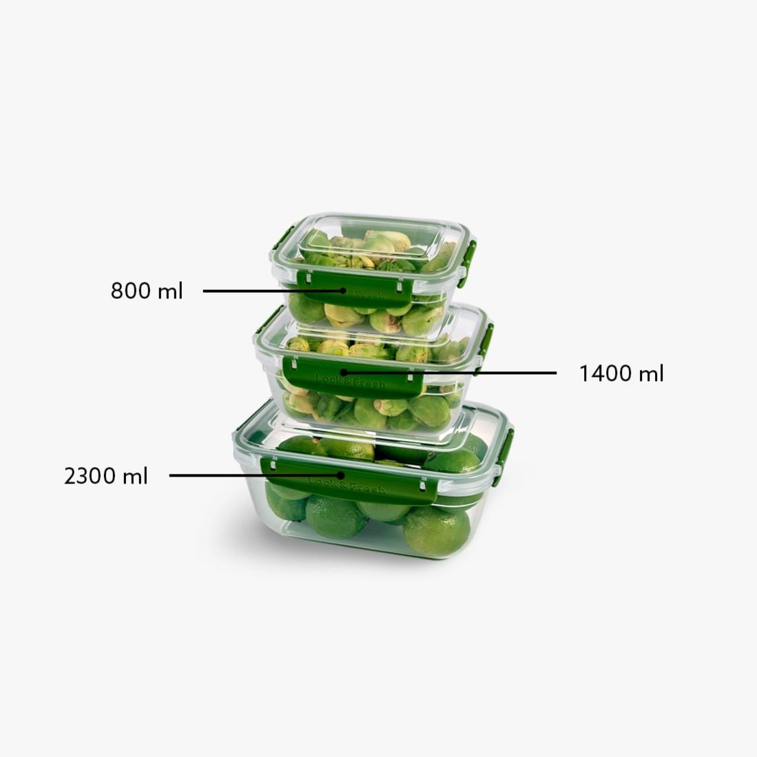 3 Parça Master Dikdörtgen Set (800-1400-2300 ml)