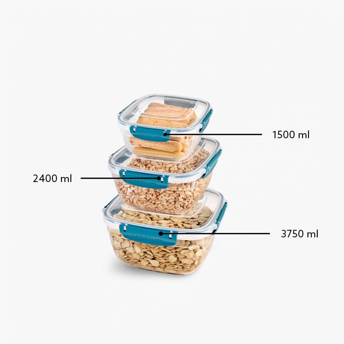 3 Parça Master Kare Set (1500-2400-3750 ml)