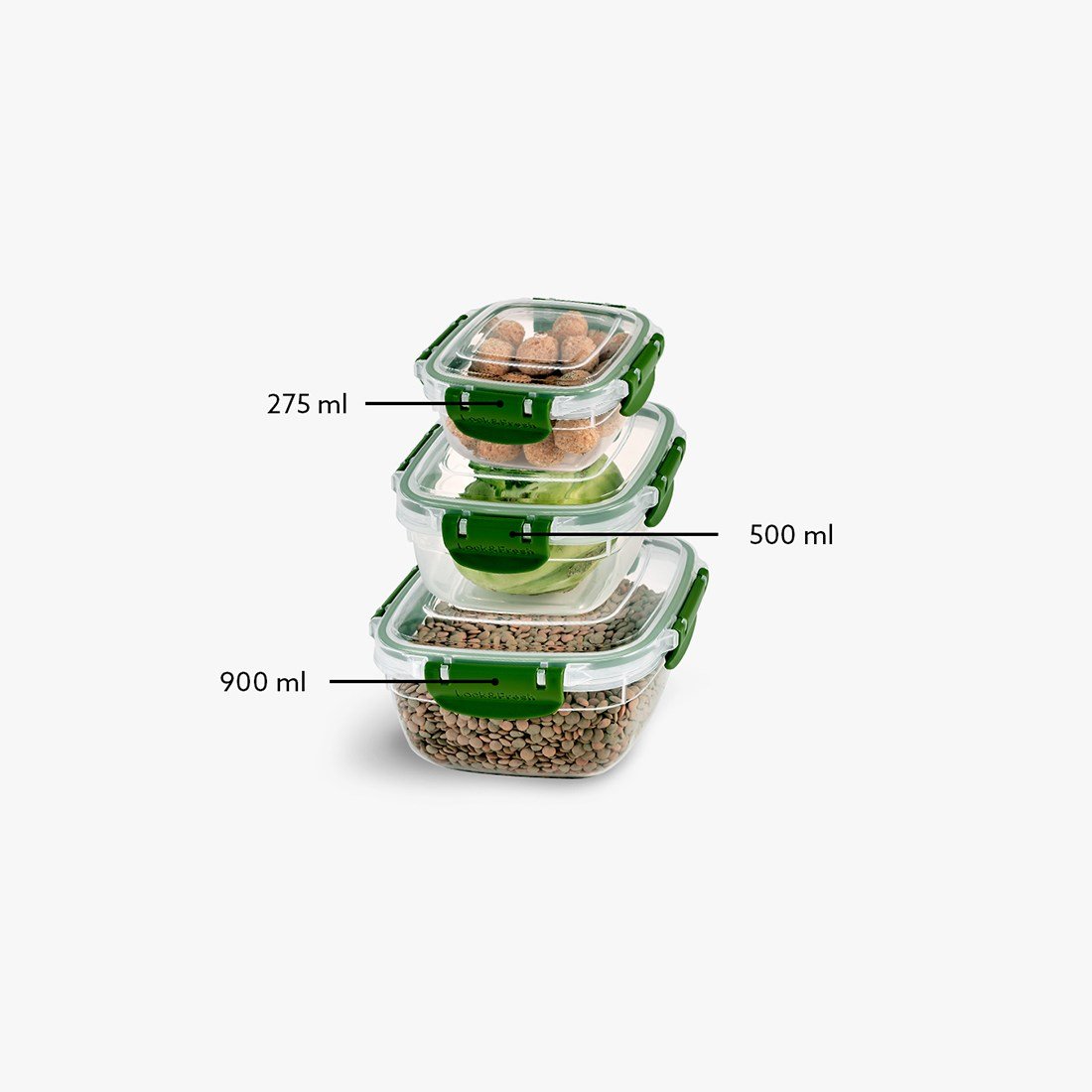 3 Parça Master Kare Set (275-500-900 ml)