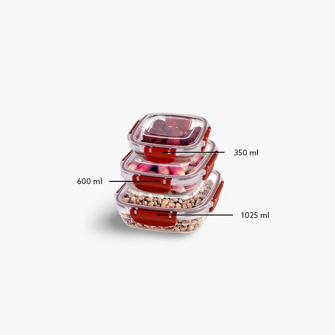 3 Parça Master Kare Set (350-600-1025 ml)