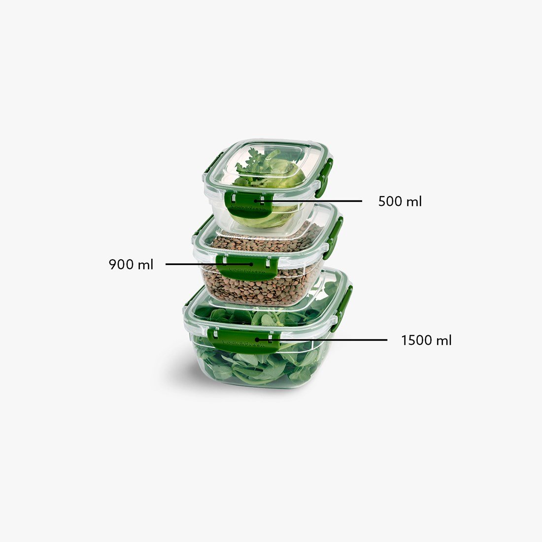 3 Parça Master Kare Set (500-900-1500 ml)