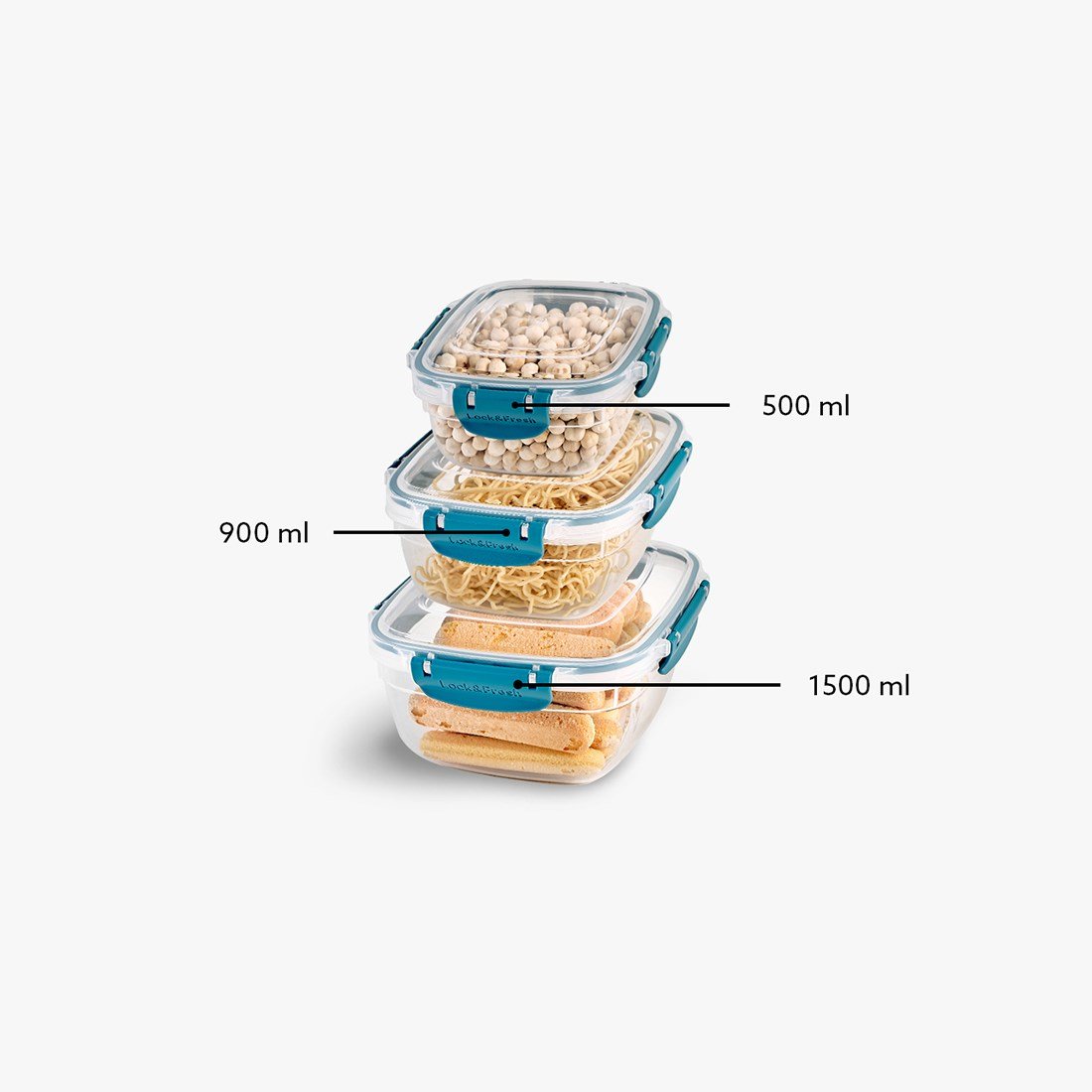 3 Parça Master Kare Set (500-900-1500 ml)