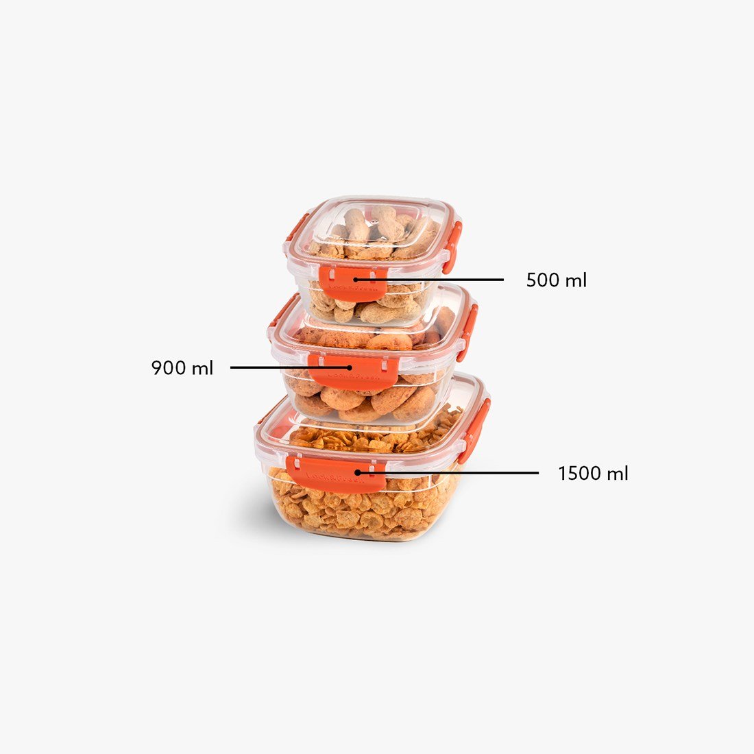 3 Parça Master Kare Set (500-900-1500 ml)