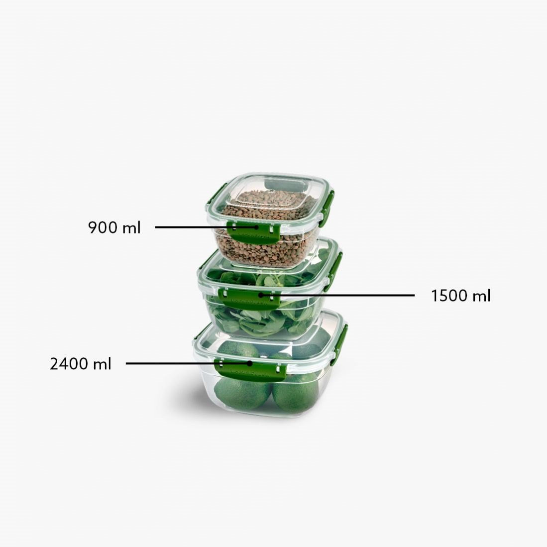 3 Parça Master Kare Set (900-1500-2400 ml)