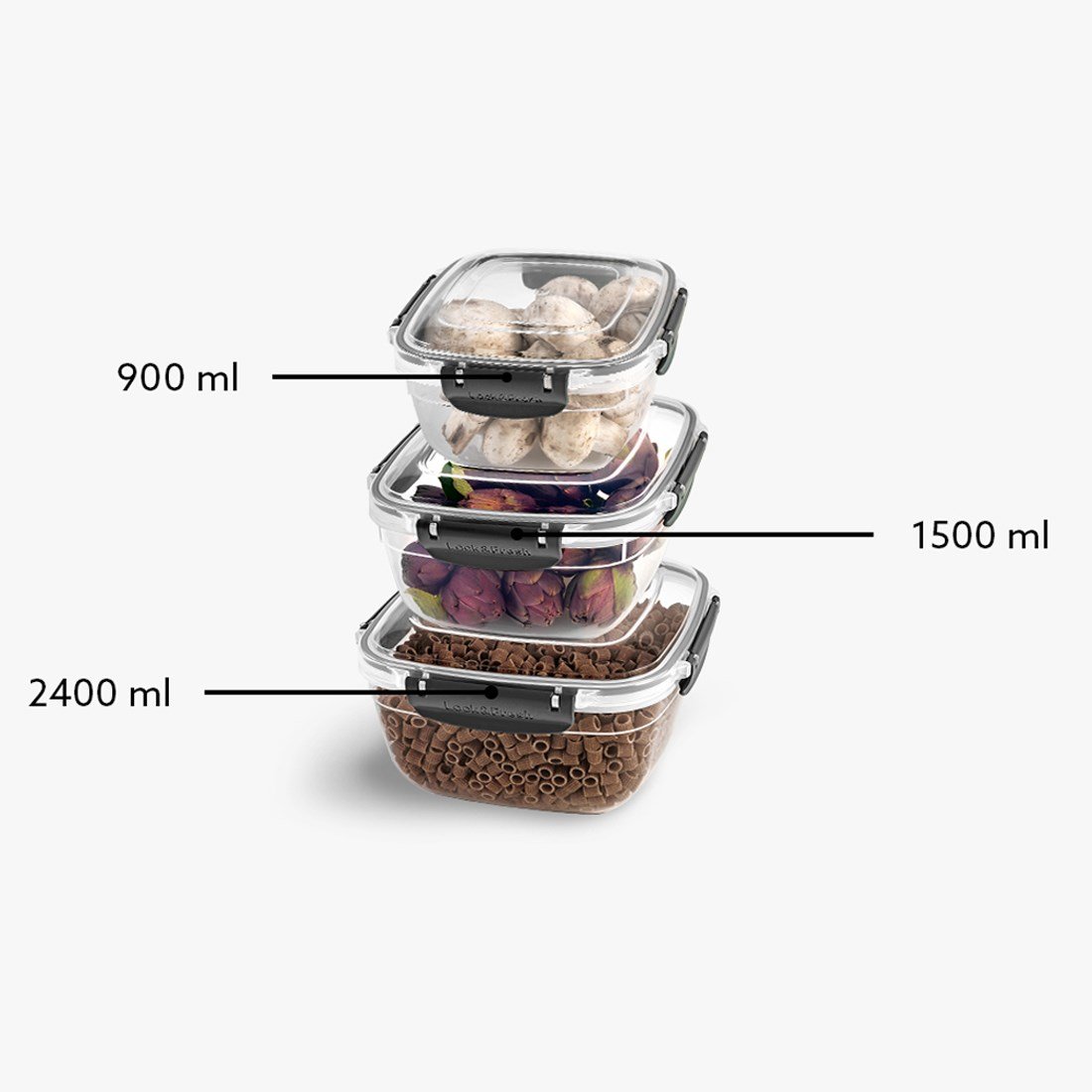 3 Parça Master Kare Set (900-1500-2400 ml)
