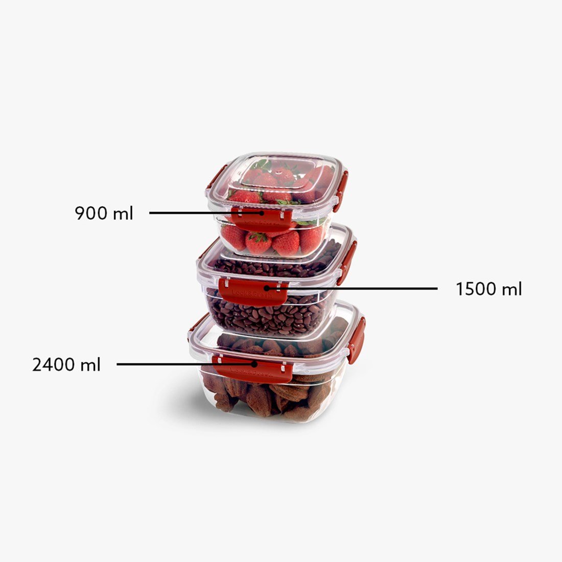3 Parça Master Kare Set (900-1500-2400 ml)