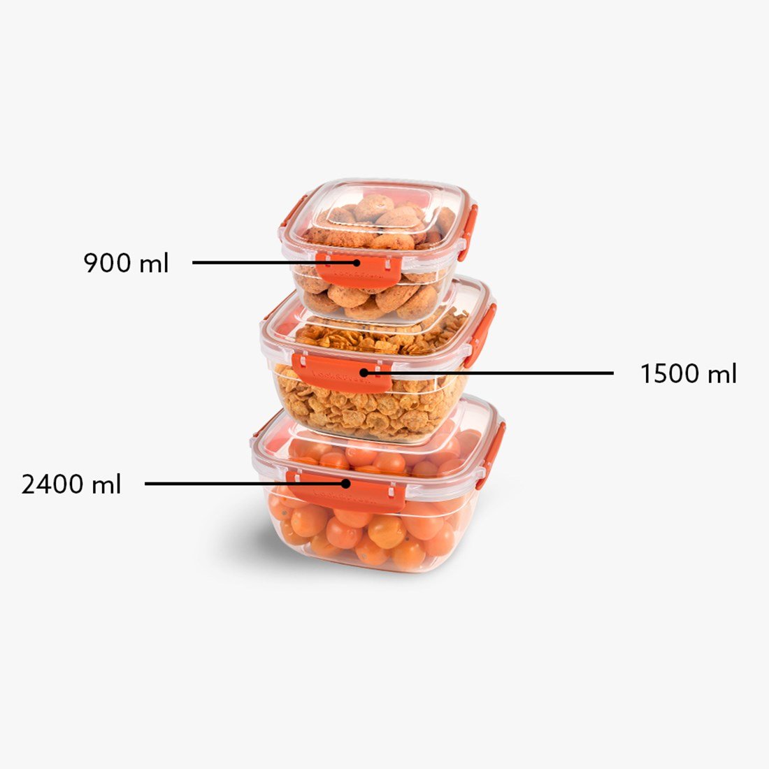 3 Parça Master Kare Set (900-1500-2400 ml)