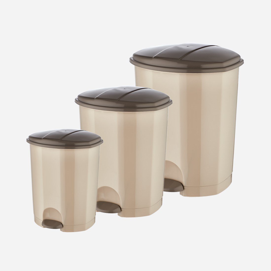 3 Parça Pedallı Çöp Kovası Set (7L-18L-50L)