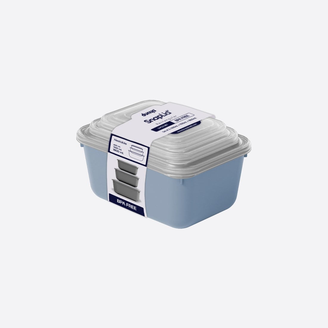 3 Parça Snap Lid Dikdörtgen Set (600-1100-1800 ml)