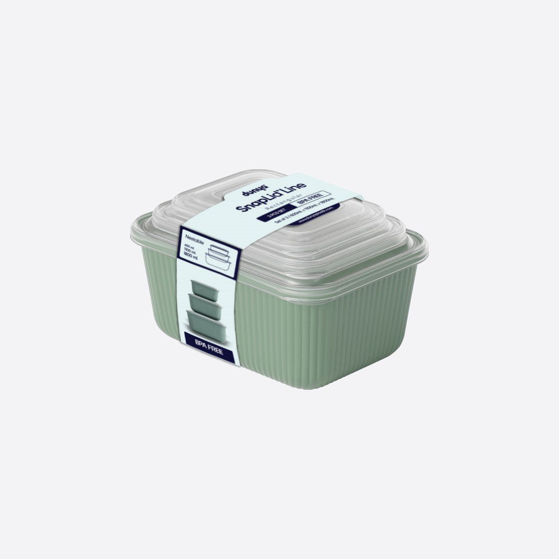 3 Parça Snap Lid Line Dikdörtgen Set (600-1100-1800 ml)