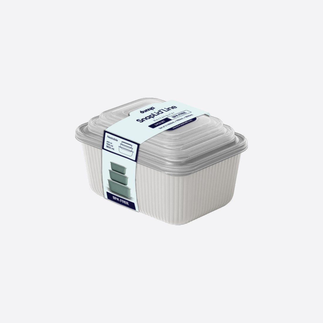 3 Parça Snap Lid Line Dikdörtgen Set (600-1100-1800 ml)