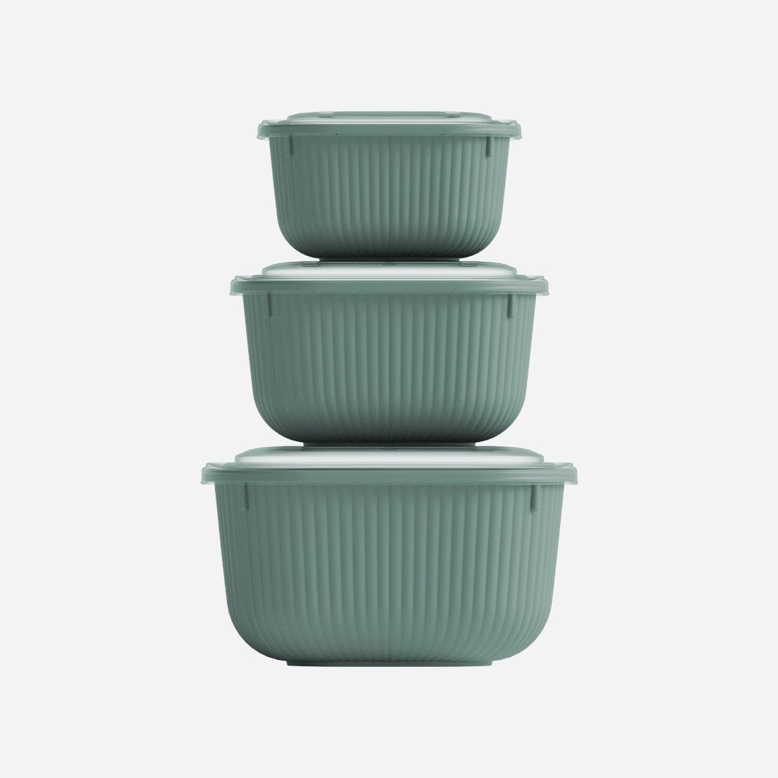 3 Parça Snap Lid Line Kare Set (600-1100-1800 ml)