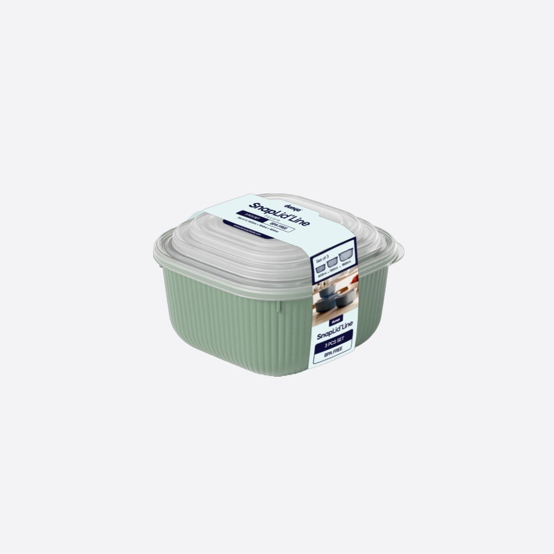 3 Parça Snap Lid Line Kare Set (600-1100-1800 ml)
