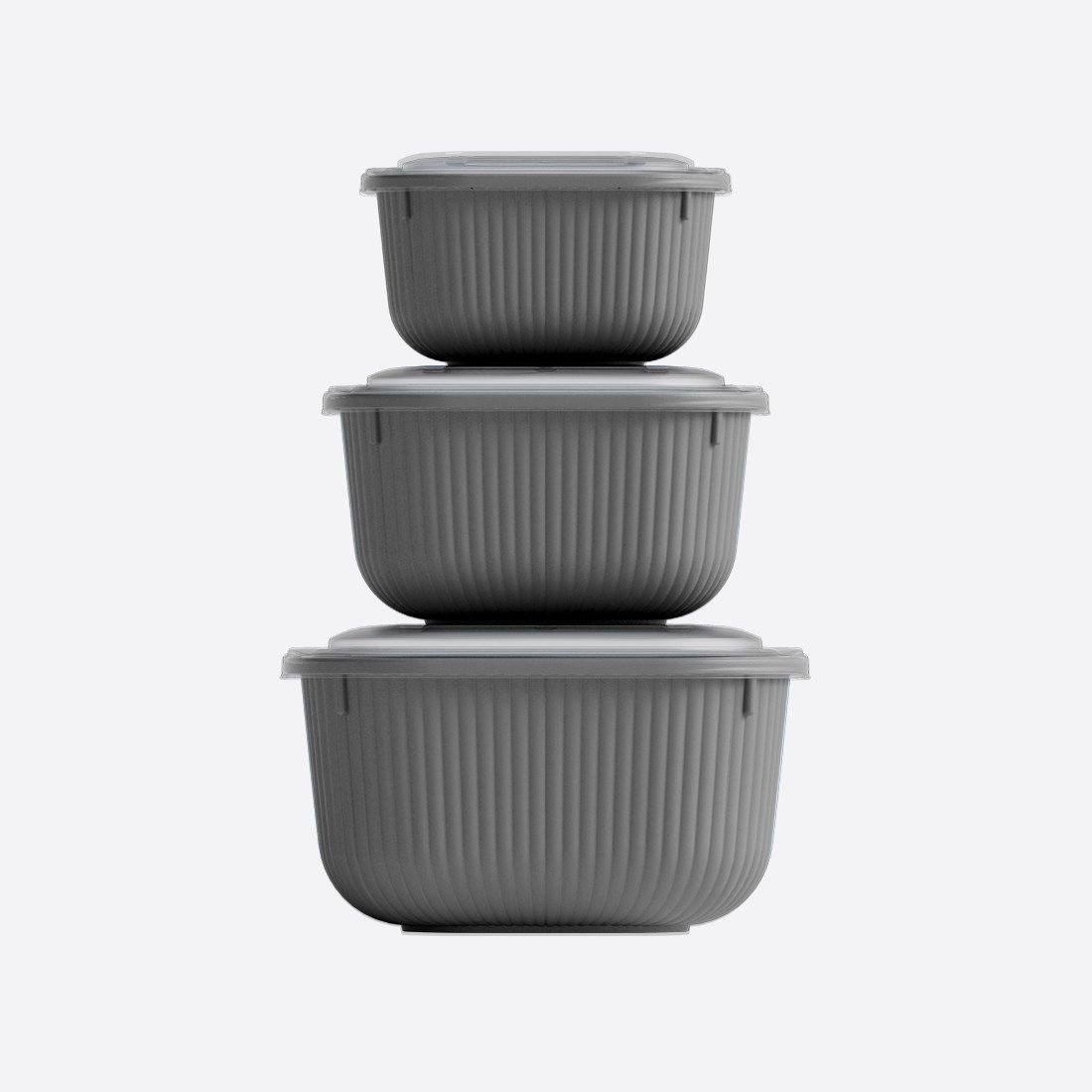 3 Parça Snap Lid Line Kare Set (600-1100-1800 ml)