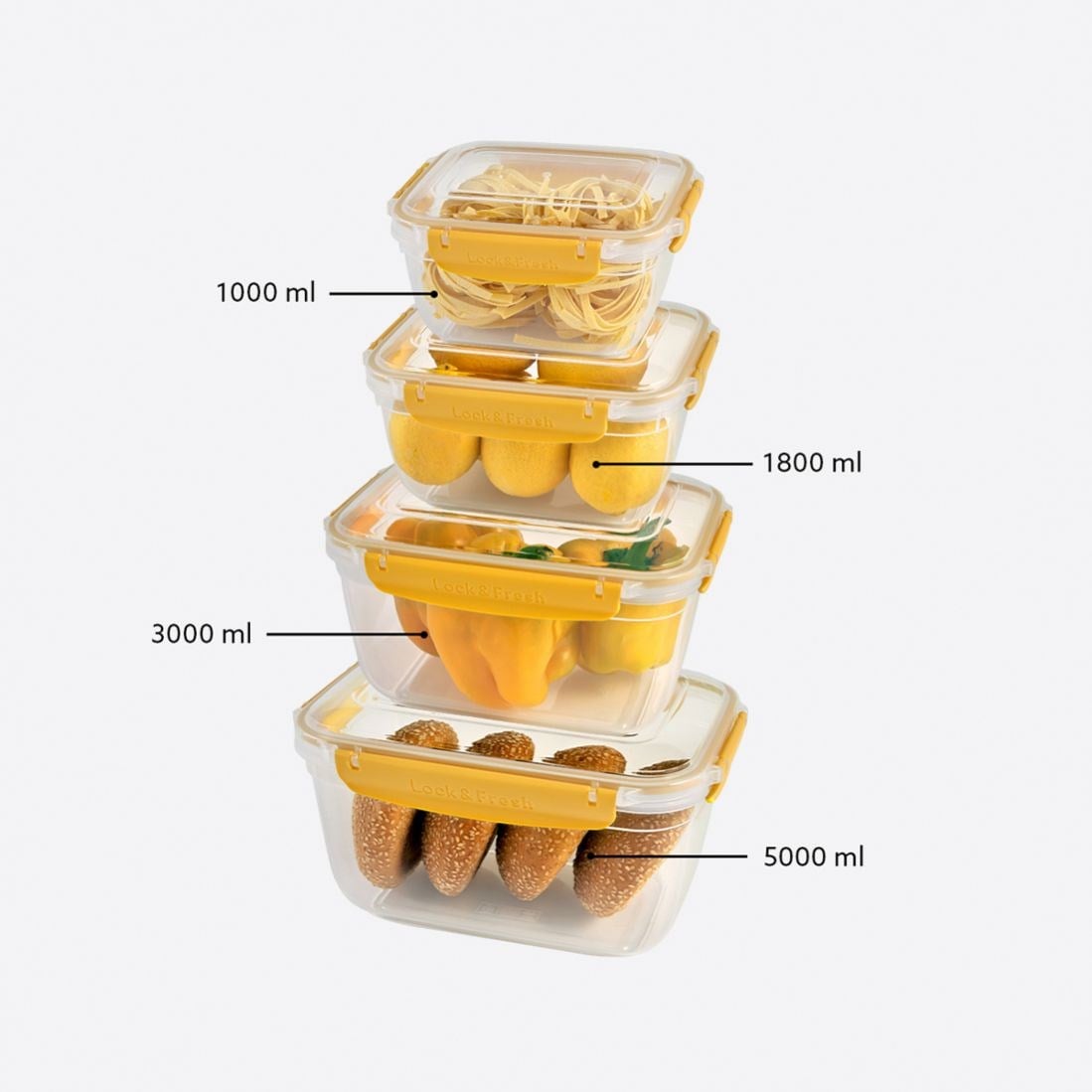4 Parça Master Dikdörtgen Set (1000-1800-3000-5000 ml)