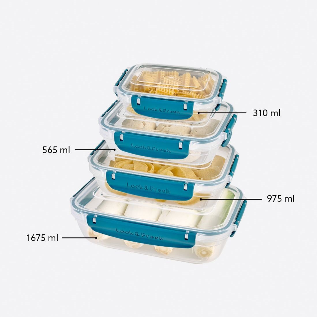 4 Parça Master Dikdörtgen Set (310-565-975-1675 ml)