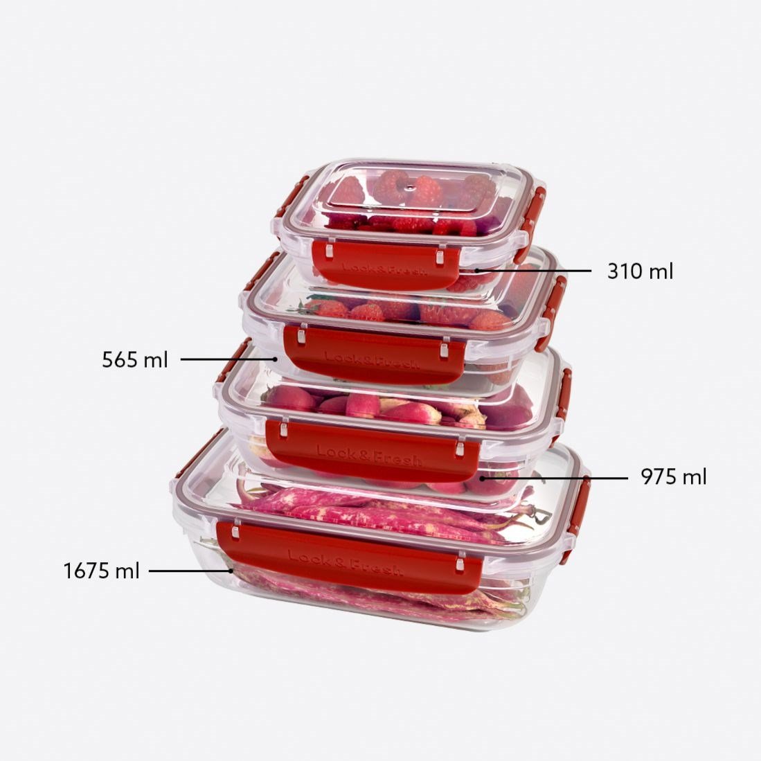 4 Parça Master Dikdörtgen Set (310-565-975-1675 ml)