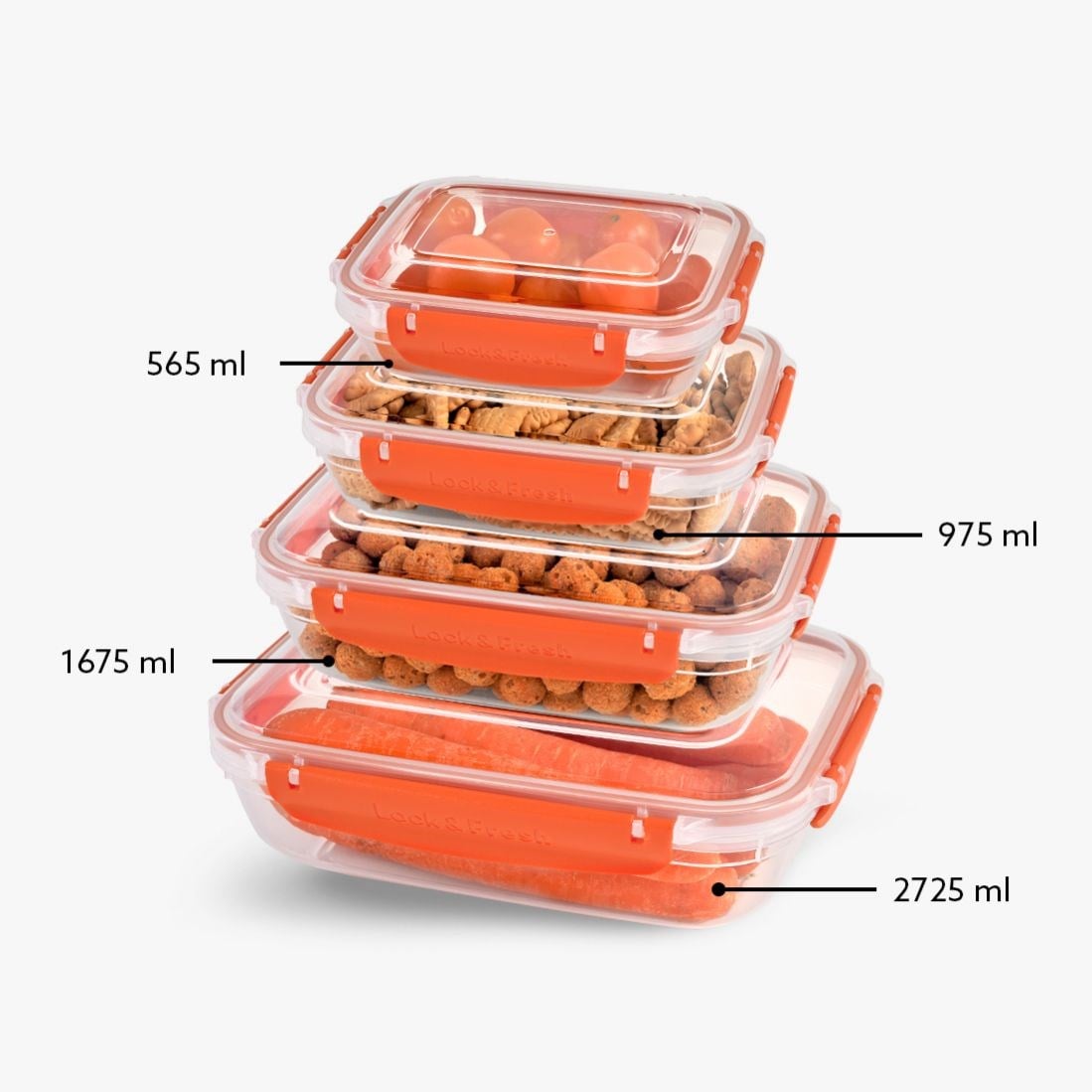 4 Parça Master Dikdörtgen Set (565-975-1675-2725 ml)