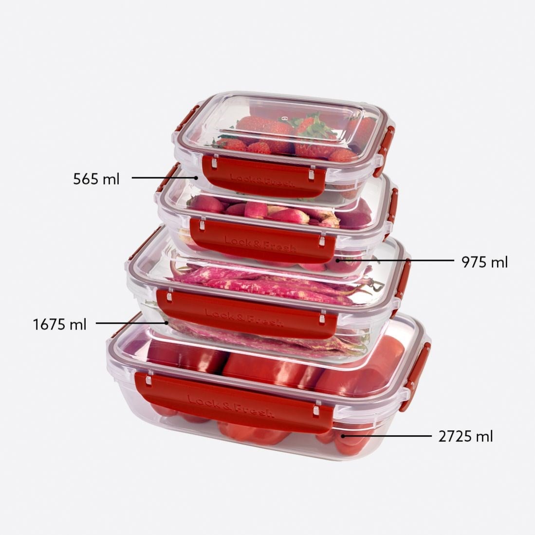 4 Parça Master Dikdörtgen Set (565-975-1675-2725 ml)