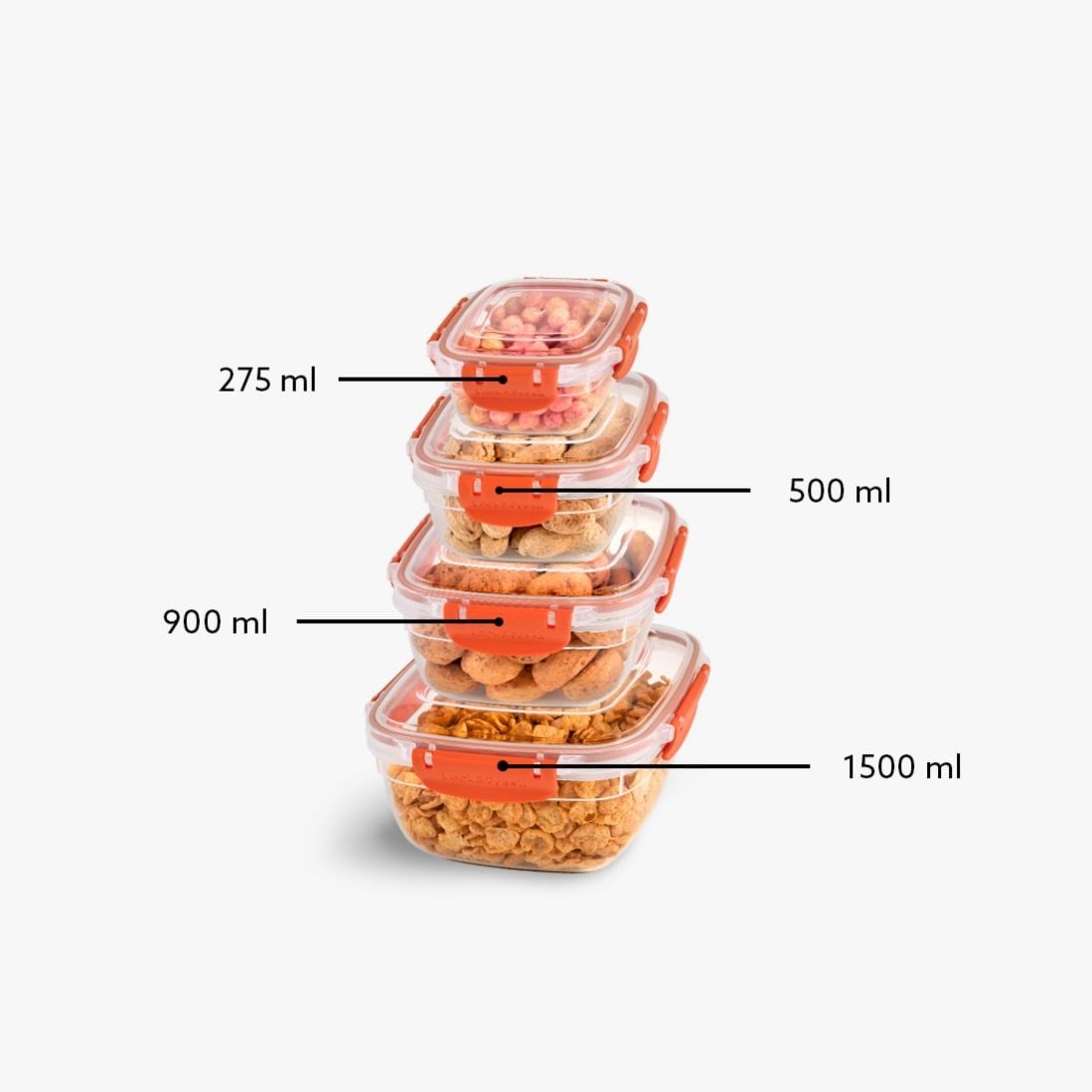4 Parça Master Kare Set (275-500-900-1500 ml)