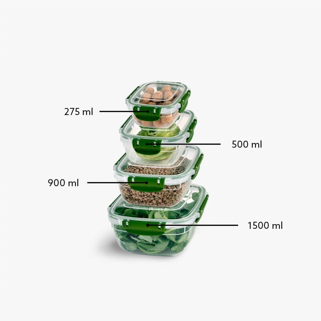 4 Parça Master Kare Set (275-500-900-1500 ml)