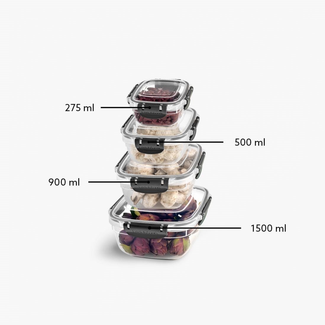 4 Parça Master Kare Set (275-500-900-1500 ml)