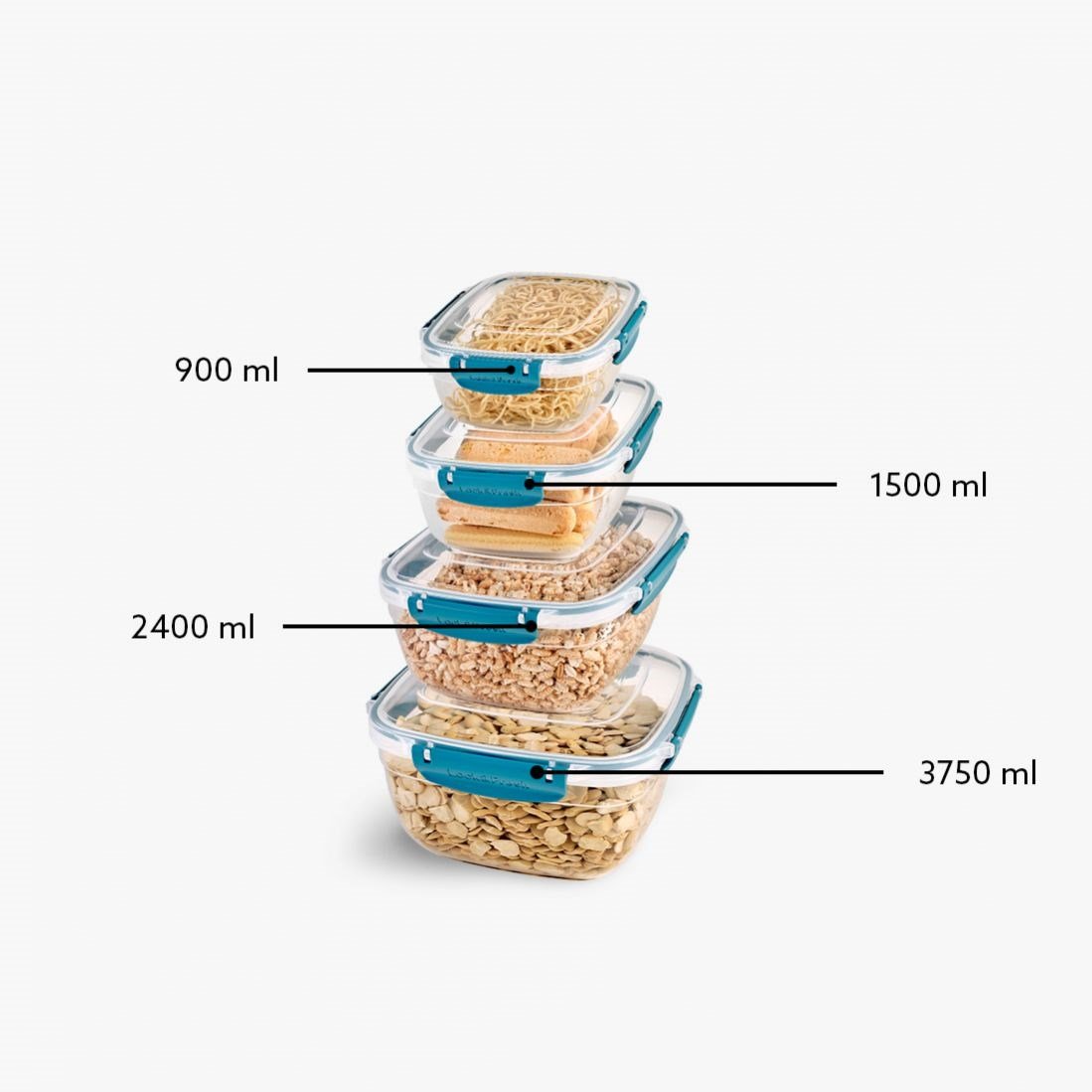 4 Parça Master Kare Set (900-1500-2400-3750 ml)