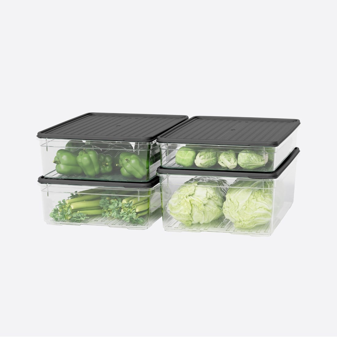4 Parça Smart Modüler Set ( 2200 ml, 2x3250 ml, 4300 ml )