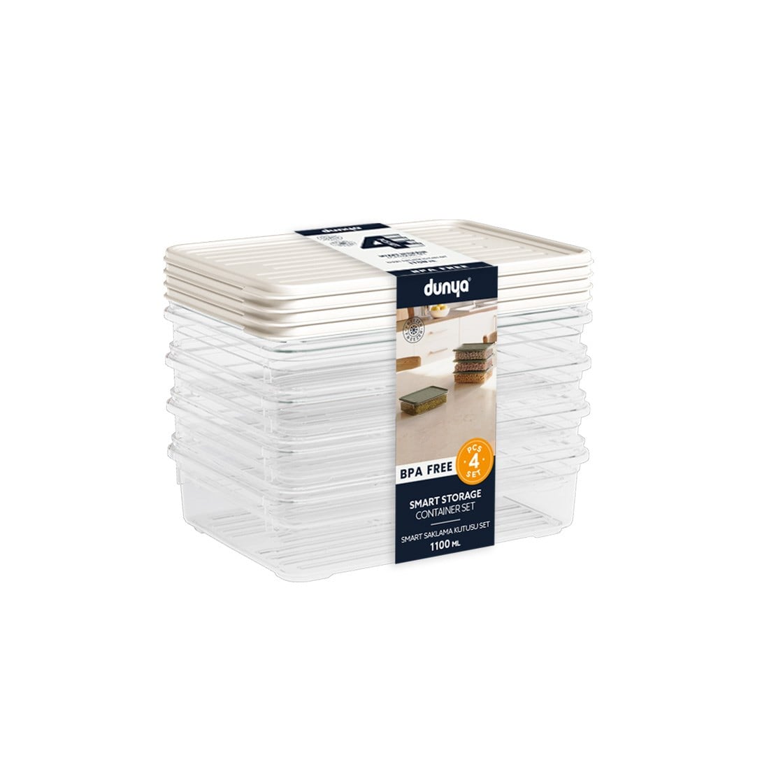 4 Parça Smart Saklama Kabı Set (4 x 1100 ml)