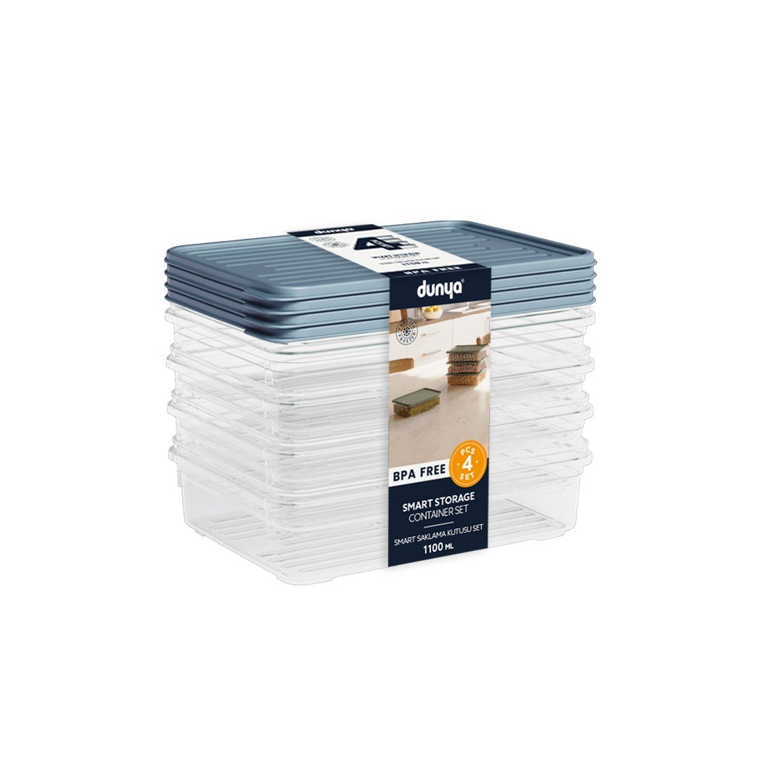 4 Parça Smart Saklama Kabı Set (4 x 1100 ml)