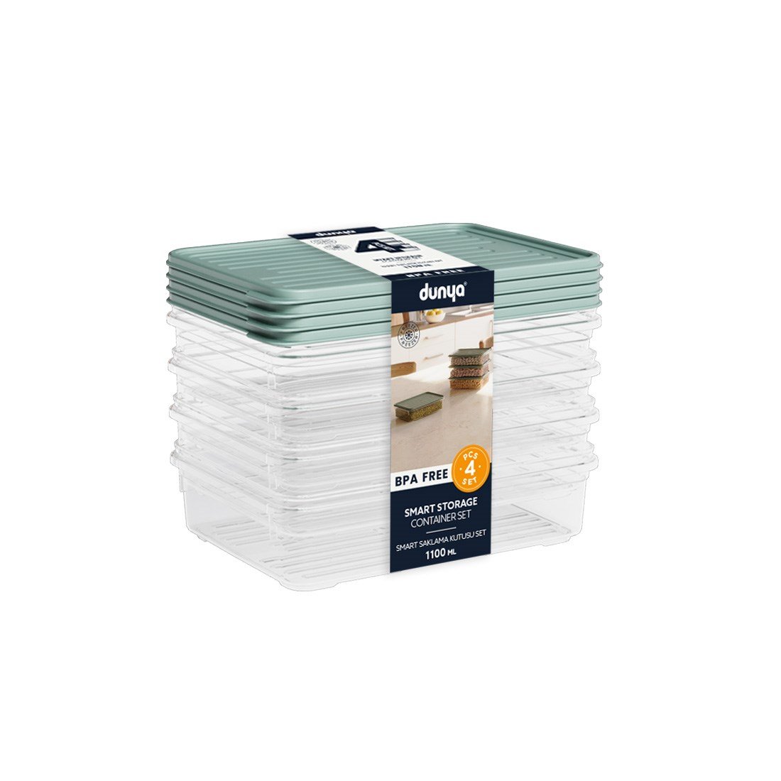 4 Parça Smart Saklama Kabı Set (4 x 1100 ml)