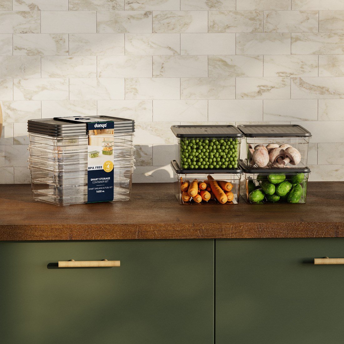 4 Parça Smart Saklama Kabı Set (4 x 1650 ml)