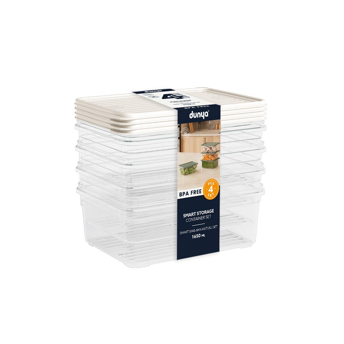 4 Parça Smart Saklama Kabı Set (4 x 1650 ml)