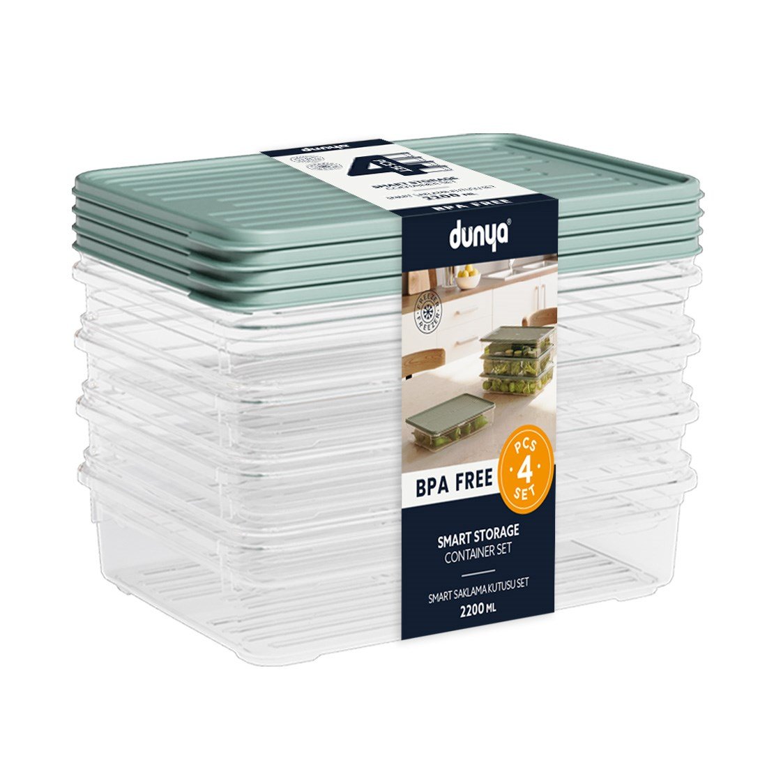 4 Parça Smart Saklama Kabı Set (4 x 2200 ml)