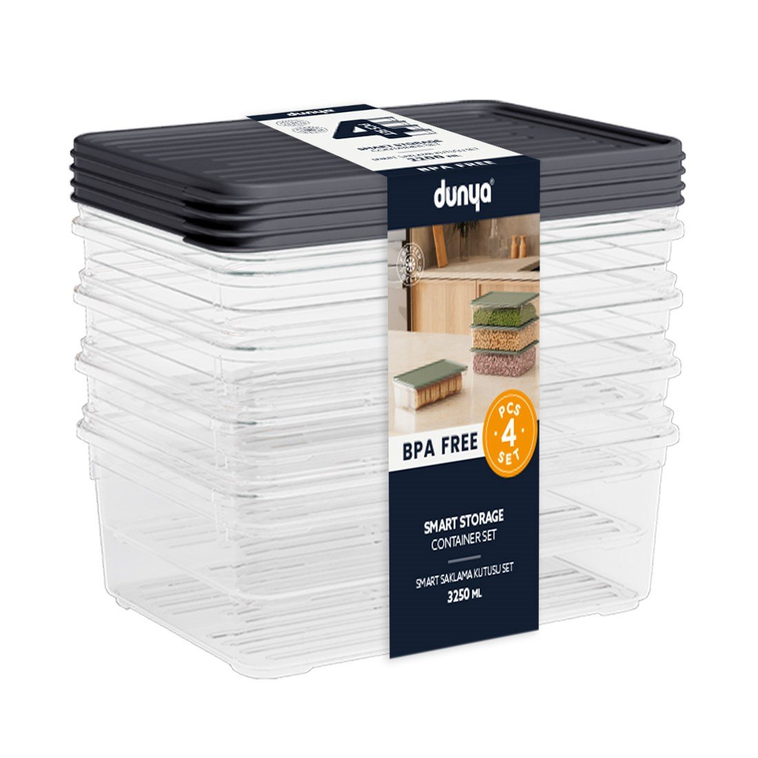 4 Parça Smart Saklama Kabı Set (4 x 3250 ml)