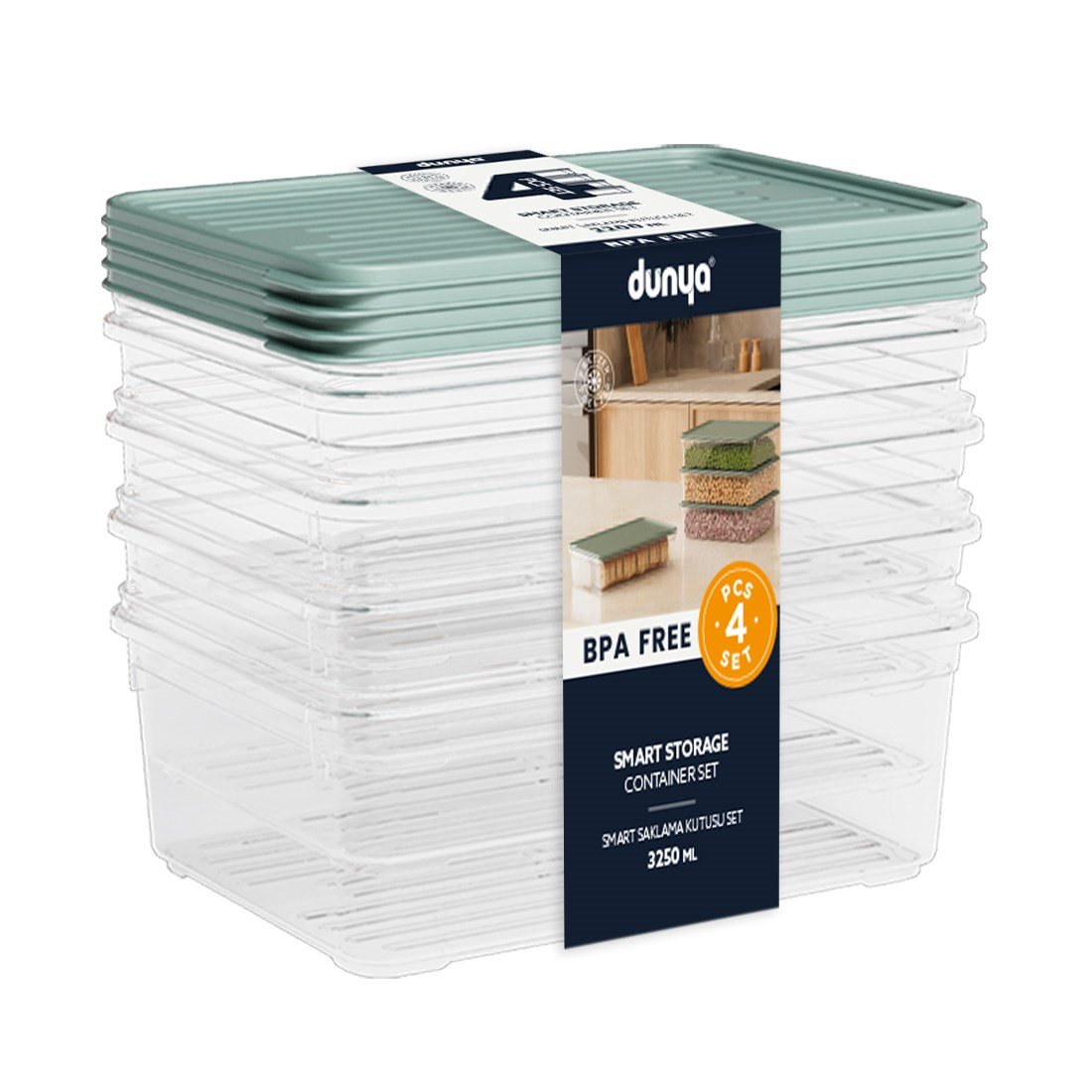 4 Parça Smart Saklama Kabı Set (4 x 3250 ml)