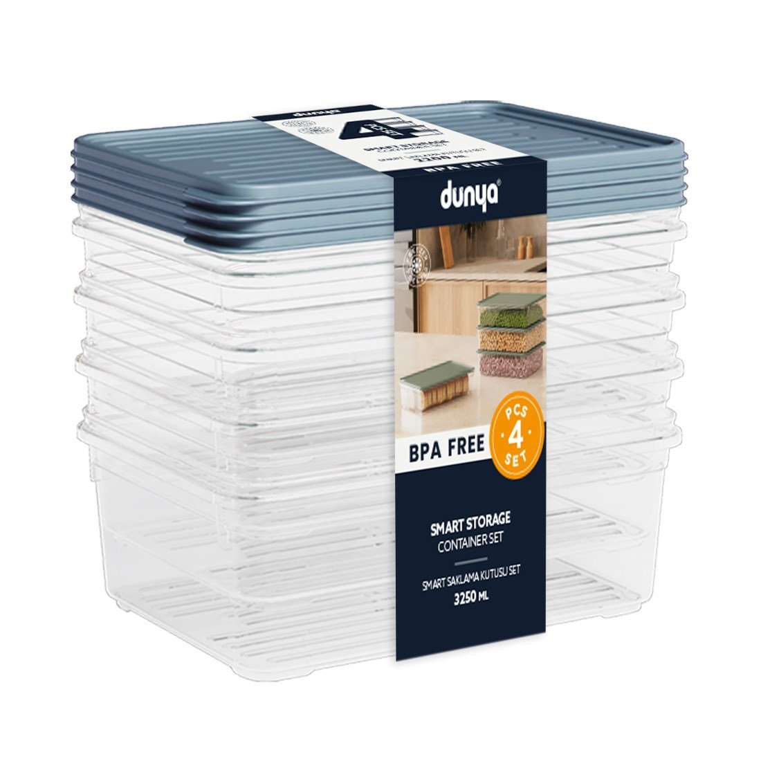 4 Parça Smart Saklama Kabı Set (4 x 3250 ml)