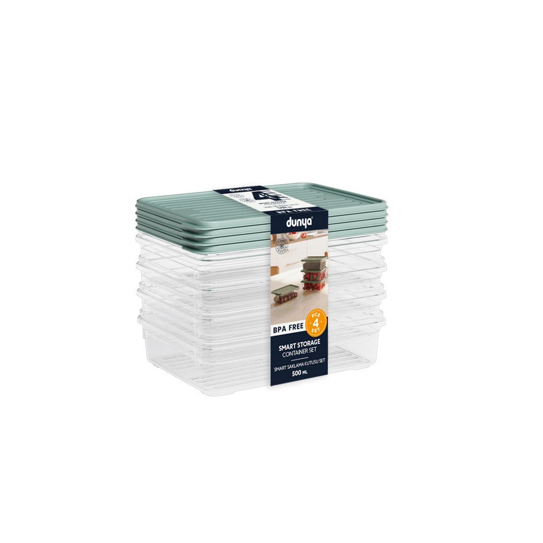 4 Parça Smart Saklama Kabı Set (4 x 500 ml)