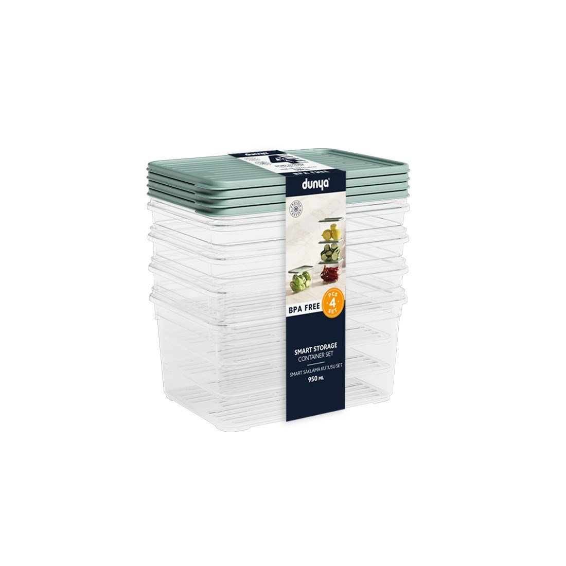 4 Parça Smart Saklama Kabı Set (4 x 950 ml)