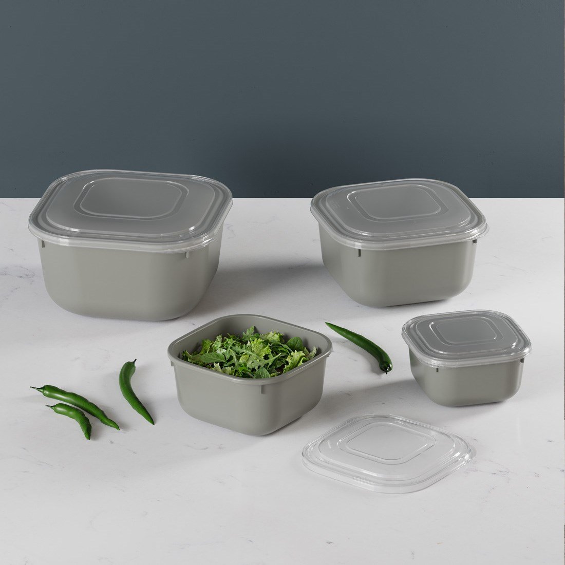 4 Parça Snap Lid Kare Set (600-1100-1800-3000 ml)