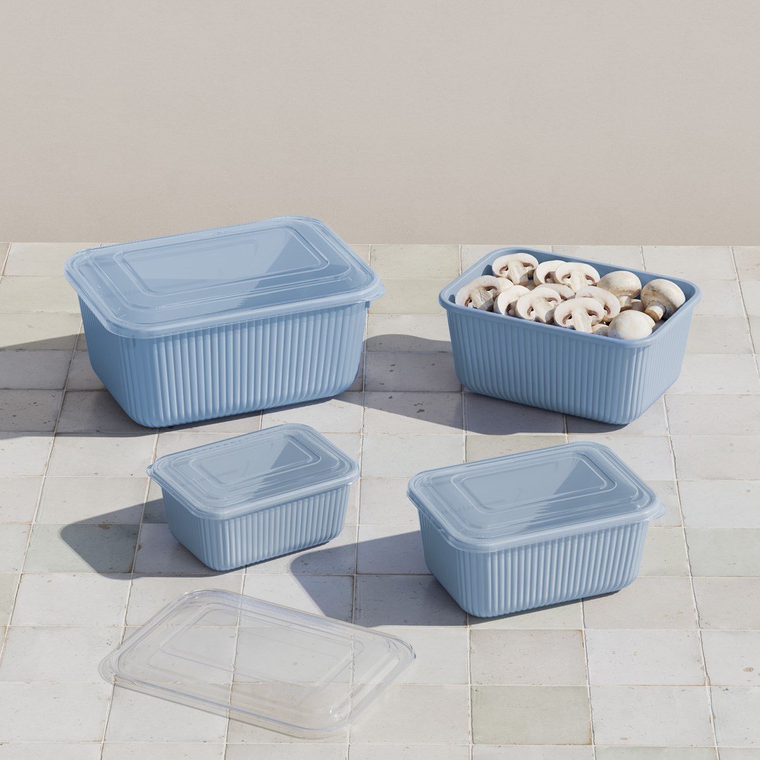 4 Parça Snap Lid Line Dikdörtgen Set (600-1100-1800-3000 ml)