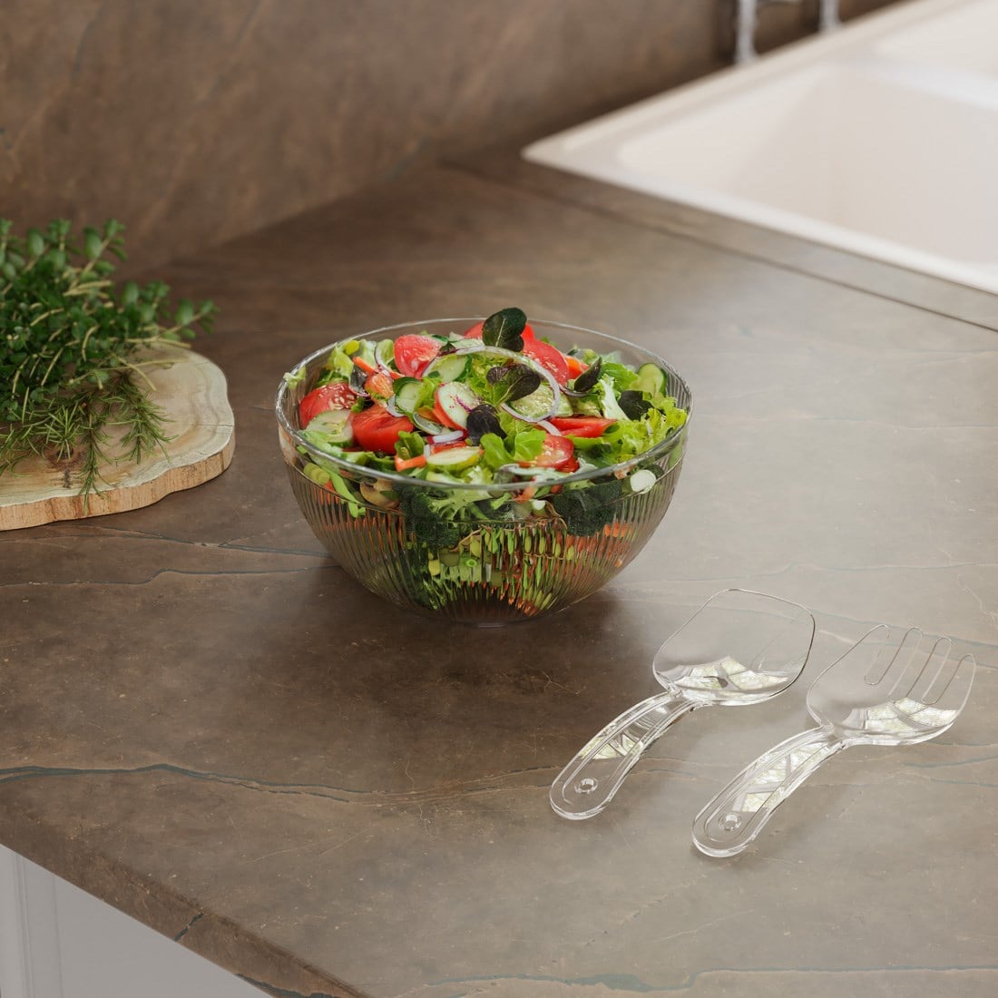 4000 ml Derin Line Kristal Salata Set