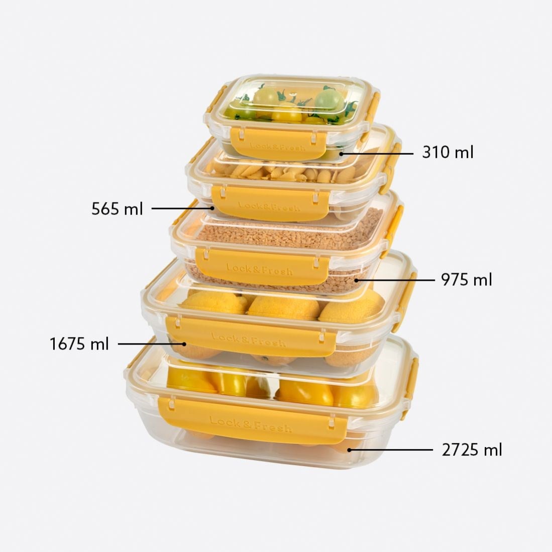 5 Parça Master Dikdörtgen Set (310-565-975-1675-2725 ml)