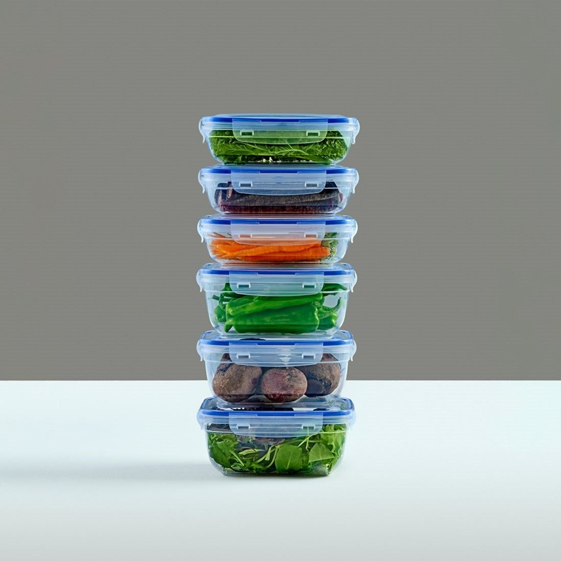 6 Parça Dikdörtgen Smart Set ( 3x975 ml, 3x1400 ml )
