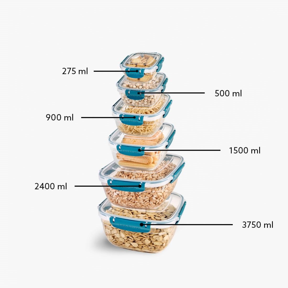 6 Parça Master Kare Set (275-500-900-1500-2400-3750 ml)