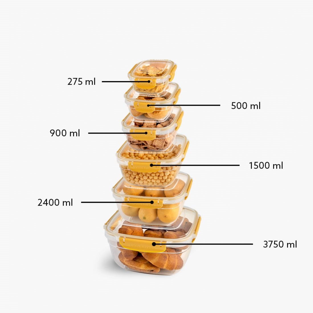 6 Parça Master Kare Set (275-500-900-1500-2400-3750 ml)